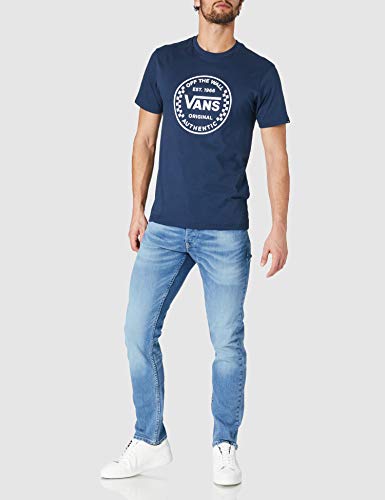 Vans Authentic Checker SS Camiseta, Azul a Cuadros, S para Hombre