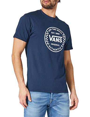 Vans Authentic Checker SS Camiseta, Azul a Cuadros, S para Hombre