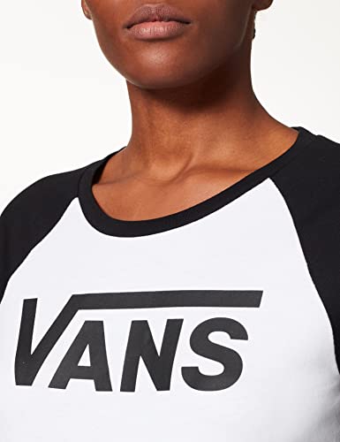 Vans Flying V LS Raglan Camisa Manga Larga, Multicolor (White-Black Yb), 38 (Talla del Fabricante: Medium) para Mujer