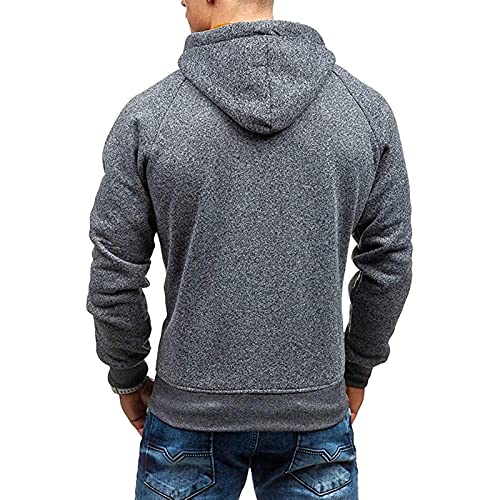 VANVENE Sudadera con capucha para hombre con cremallera y capucha, gris oscuro, XXXL