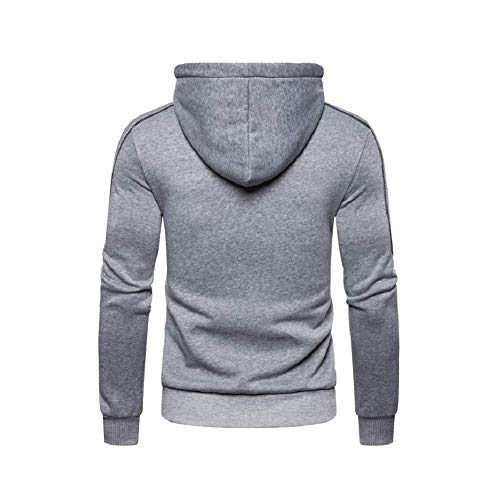 VANVENE Sudaderas con capucha de forro polar para hombre, color liso, con cremallera, gris, XXXL