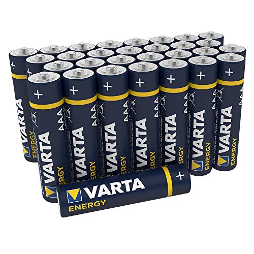 Varta Pila Energy AAA Micro LR03 (paquete de 30 unidades), pila alcalina – "Made in Germany" – Adecuado para radios y relojes de pared