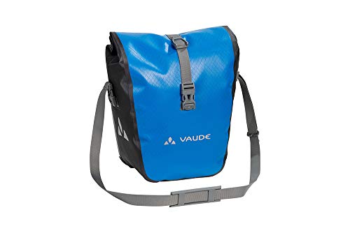 VAUDE Aqua Front –Alforjas delanteras para bicicleta, Juego de 2 bolsas adaptables a la carga e impermeables , Azul, 28 L (2 X 14 L)