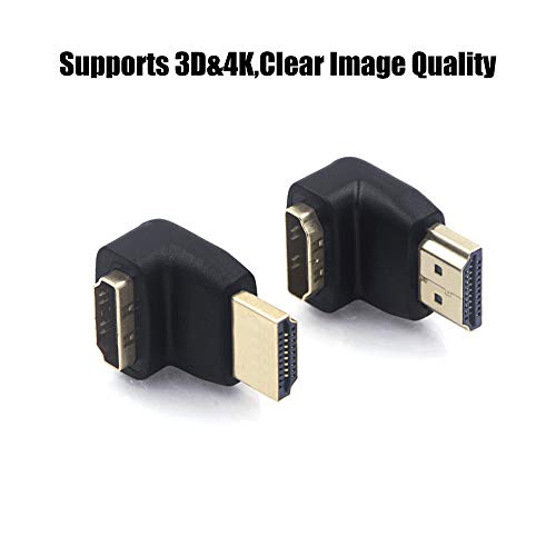 VCE 2 Unidades Adapatador HDMI con Ángulo de 90 y 270 Grados Macho a Hembra Compatible con 3D y 4K