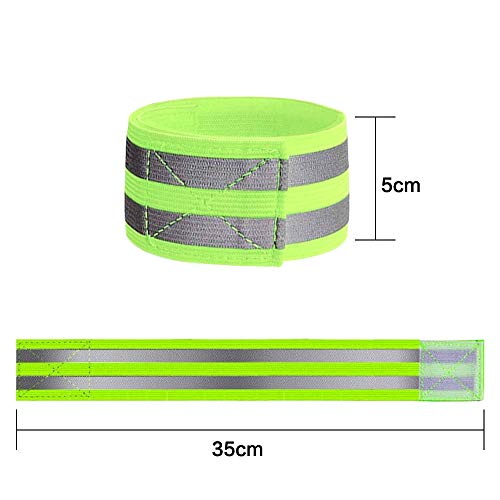 Vegena Bandas Reflectantes Elásticas, Set de 10 Ajustable Brazalete Alta Visibilidad Correr y Aire Libre Ciclismo Cinturón de Seguridad Reflectante para Adultos y Niños, 35x5cm