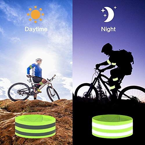 Vegena Bandas Reflectantes Elásticas, Set de 10 Ajustable Brazalete Alta Visibilidad Correr y Aire Libre Ciclismo Cinturón de Seguridad Reflectante para Adultos y Niños, 35x5cm