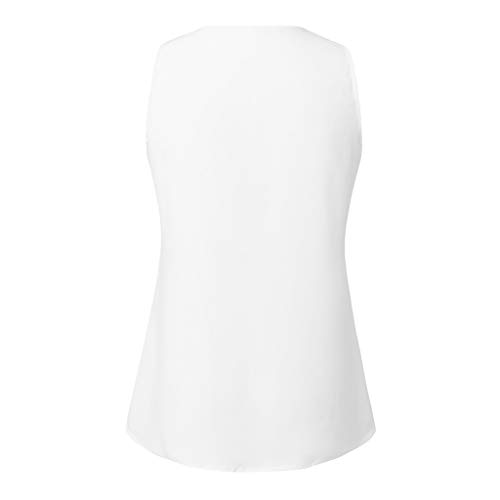 VEMOW Cami Tops Camiseta con Cuello en V para Mujer Camiseta sin Mangas Chaleco de Verano Blusa Talla Grande(ZA Blanco,XL)