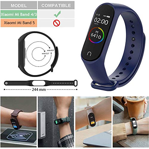 Ventdest Correa Compatible con Xiaomi Mi Band 4 Xiaomi Mi Band 3, Pulseras Reloj Recambio Silicona Suave para Xiaomi Mi Band 4 y Xiaomi Mi Band 3 (No Host)