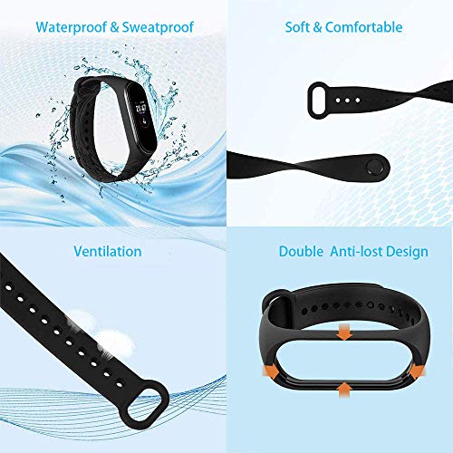 Ventdest Correa Compatible con Xiaomi Mi Band 4 Xiaomi Mi Band 3, Pulseras Reloj Recambio Silicona Suave para Xiaomi Mi Band 4 y Xiaomi Mi Band 3 (No Host)