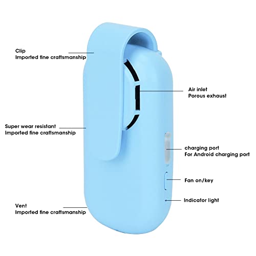 Ventilador de Máscara Portátil, Protector de Ventilador de Máscara con Puerto de Carga Tipo C para Viajes de Tienda de Campaña Deportiva(Azul)