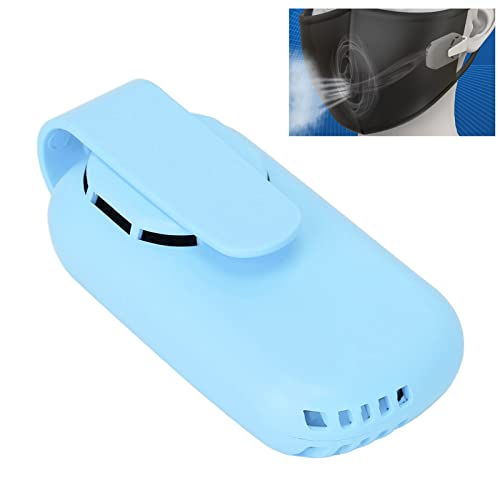 Ventilador de Máscara Portátil, Ventilador de Máscara de Trabajo de bajo Ruido de 30 DB con Puerto de Carga Tipo C para Máscara Facial para Viajes de Tienda de Campaña Deportiva(Azul)