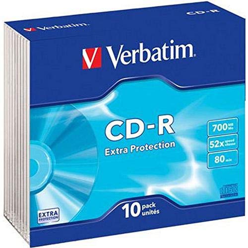 Verbatim 43415 - CDR80 de Case protección adicional con 10 Discos Compactos, Color Plata