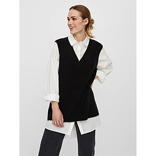 Vero Moda Vmlea SL V-Neck Long Vest Noos Chalecos suteres, Negro, XS para Mujer