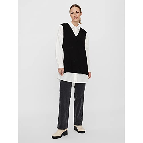 Vero Moda Vmlea SL V-Neck Long Vest Noos Chalecos suteres, Negro, XS para Mujer