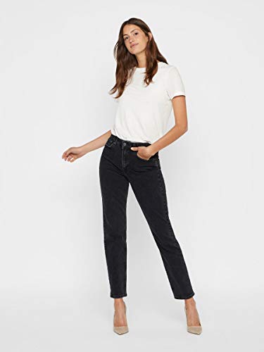 Vero Moda Vmsara Mr Relaxed Strght J Ba115 Noos Ga Vaqueros, Negro (Black), 32W / 32L para Mujer