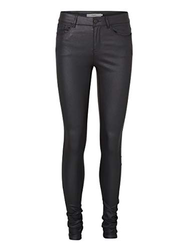 Vero Moda Vmseven Nw Ss Smooth Coated Pants Noos Pantalones para Mujer, Negro (Black Detail/Coated), 40 /L30 (Talla del fabricante: Large)
