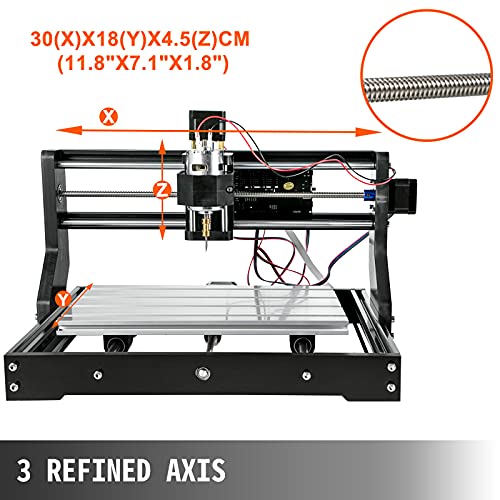 VEVOR Grabador Láser CNC 3018 Pro CNC 3018 10000U 15 W 3 Ejes Control GRBL CNC Máquina de Grabado Láser Grabador Láser Máquina CNC 3018 Grabado Láser para Grabar Todo Tipo de Plásticos Aluminio