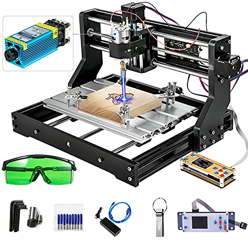 VEVOR Grabador Láser CNC 3018 Pro CNC 3018 10000U 15 W 3 Ejes Control GRBL CNC Máquina de Grabado Láser Grabador Láser Máquina CNC 3018 Grabado Láser para Grabar Todo Tipo de Plásticos Aluminio