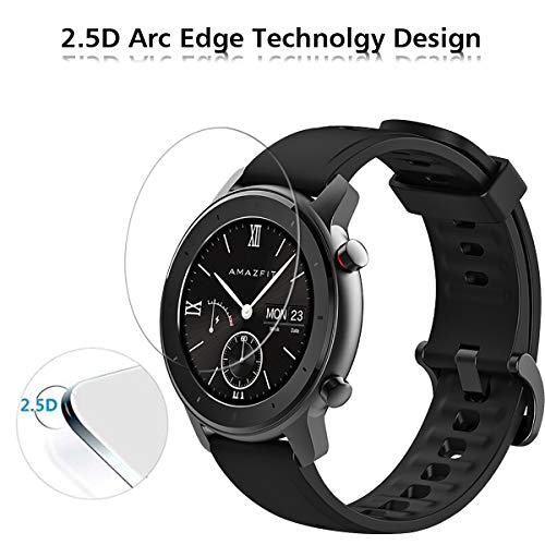 VGUARD 4 Piezas Protector de Pantalla para Amazfit GTR 42mm / Garmin Approach S12 / Garmin Vivomove 3S 39mm / Casio G-Squad Pro GSW-H1000, Cristal Vidrio Templado Premium, 9H Dureza, Antiarañazos