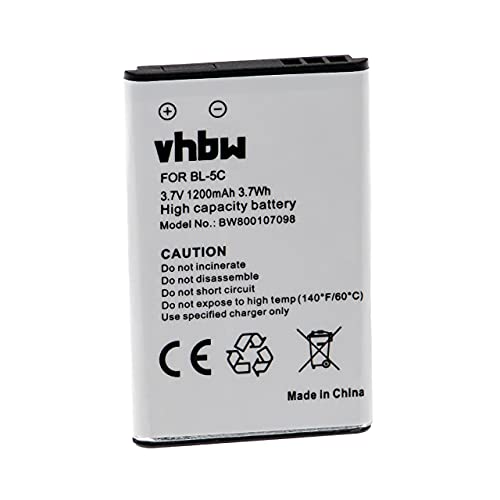 vhbw Batería Recargable Compatible con Telefunken FHD 170/5 móvil, Smartphone (1200 mAh, 3,7 V, Li-Ion)