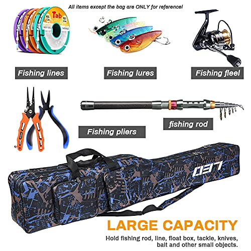 Victop Allround Bolsa Cana de Pesca con 3 compartimientos Interiores Fishing Rod Bag Holdall 130cm/150cm (Black and Blue)