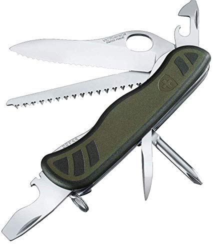 Victorinox Schweizer Soldatenmesser 08 Navaja con 10 funciones, incluyendo hoja grande con bloqueo para una mano