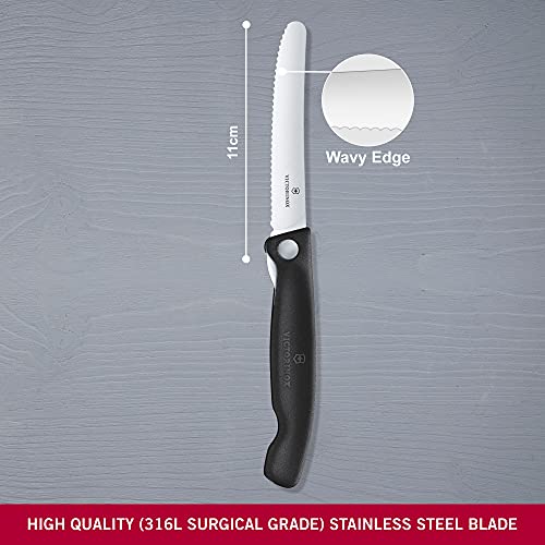 Victorinox Swiss Classic Cuchillo de pelar plegable e inoxidable, de plástico color negro