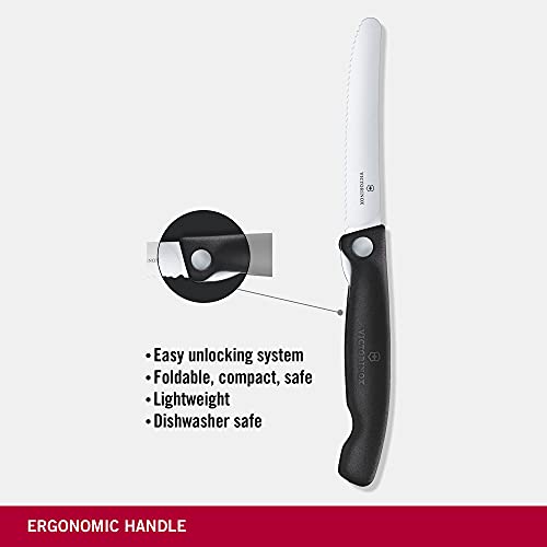 Victorinox Swiss Classic Cuchillo de pelar plegable e inoxidable, de plástico color negro