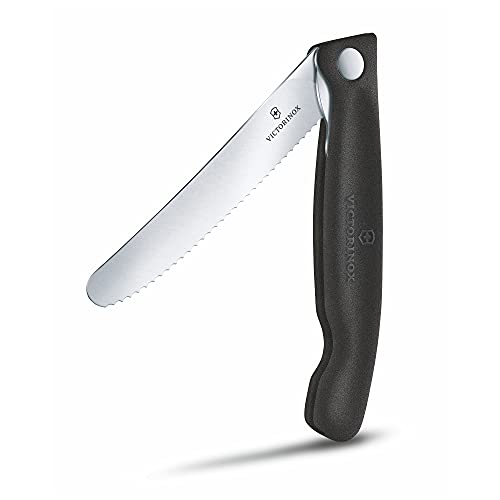 Victorinox Swiss Classic Cuchillo de pelar plegable e inoxidable, de plástico color negro