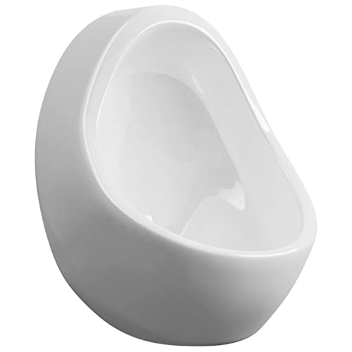 vidaXL Urinario Porcelana Montaje Pared Masculino Válvula Sifón Descarga Tubo Desagüe Incluidos Conjunto Inodoro Cerámica WC Diseño Forma Oval Blanco