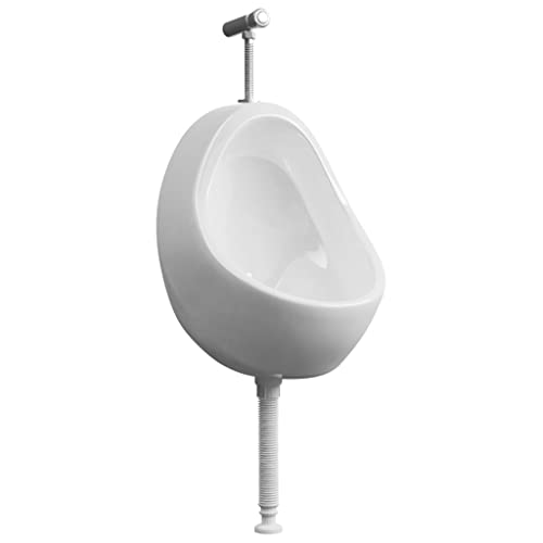 vidaXL Urinario Porcelana Montaje Pared Masculino Válvula Sifón Descarga Tubo Desagüe Incluidos Conjunto Inodoro Cerámica WC Diseño Forma Oval Blanco