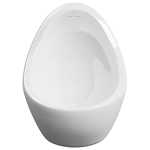 vidaXL Urinario Porcelana Montaje Pared Masculino Válvula Sifón Descarga Tubo Desagüe Incluidos Conjunto Inodoro Cerámica WC Diseño Forma Oval Blanco
