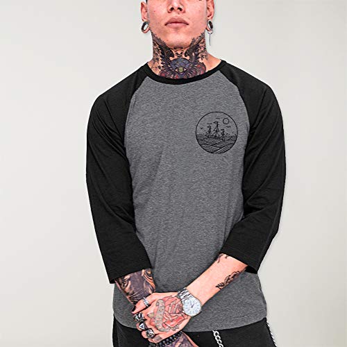 VIENTO Drifter Camiseta con Manga 3/4 para Hombre (Gris/Negro, M)