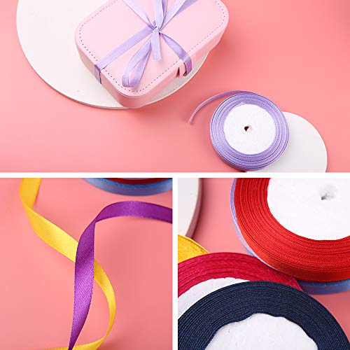 Viesap Cinta De Raso, 20 Pcs Cinta De Satén Cinta De Tela De Doble Cara Rollo De Raso Satén De Seda Para Embalaje Decoración De Regalo Cajas Flores Boda Navidad 20 Colores 10 Mm De Ancho.