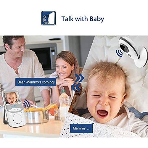 Vigilabebés con Cámara Inalámbrico Monitor para Bebés con LCD 2.4" y Cámara Visión Nocturna, Función de Vigilancia de la Temperatura Modo VOX Alcance de 260 metros