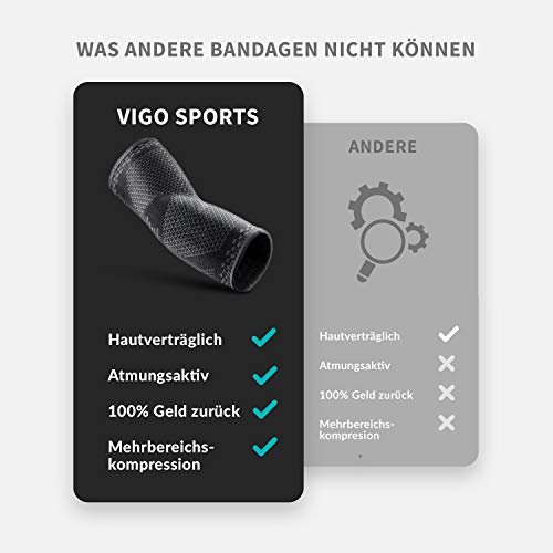 Vigo Sports Elbow Bandage lavable en máquina - Vendaje para codo de tenista anti-sudor para hombres y mujeres - Vendaje para codo para fitness - Vendaje para codo para hombres