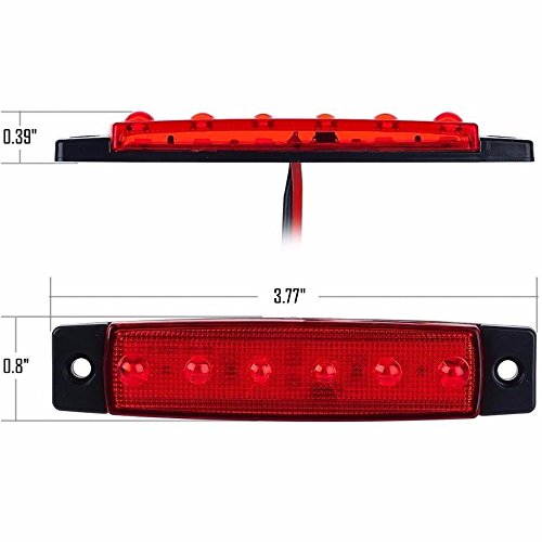 VIGORFLYRUN PARTS LTD 10pcs LED Luces Laterales del Marcador, Luces De Posicion Lateral, Luz de Gálibo, 6 LED 3.8" para 24V Remolque Camioneta Caravana Camión Camión Autobús SUV - Rojo