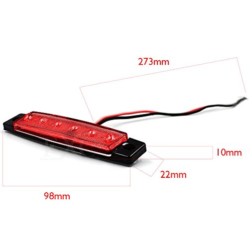 VIGORFLYRUN PARTS LTD 10pcs LED Luces Laterales del Marcador, Luces De Posicion Lateral, Luz de Gálibo, 6 LED 3.8" para 24V Remolque Camioneta Caravana Camión Camión Autobús SUV - Rojo