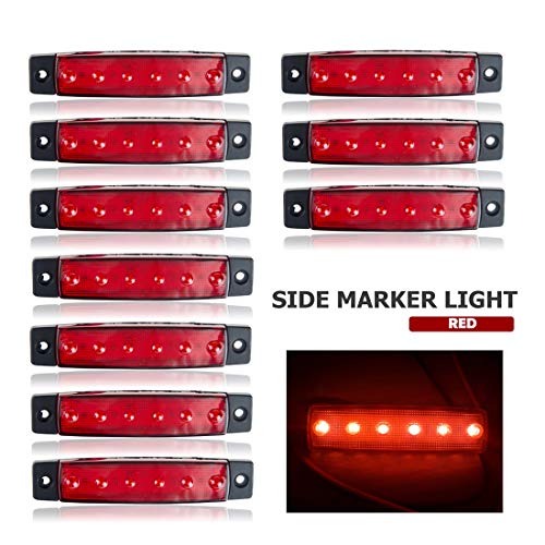 VIGORFLYRUN PARTS LTD 10pcs LED Luces Laterales del Marcador, Luces De Posicion Lateral, Luz de Gálibo, 6 LED 3.8" para 24V Remolque Camioneta Caravana Camión Camión Autobús SUV - Rojo