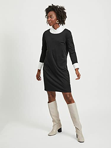 Vila Clothes VITINNY NEW DRESS, Vestido Mujer, Negro (Black), M (Talla fabricante: M)