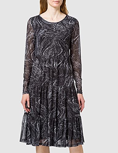 Vila Vidavis L/S Printed Midi Dress/RX Vestido, Black/AOP: Graphic Cloud Dancer, M para Mujer