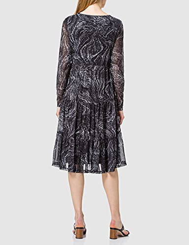 Vila Vidavis L/S Printed Midi Dress/RX Vestido, Black/AOP: Graphic Cloud Dancer, M para Mujer