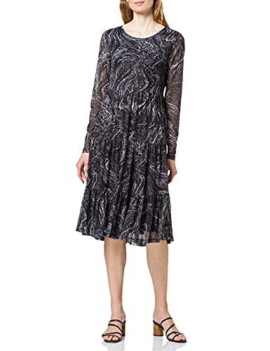 Vila Vidavis L/S Printed Midi Dress/RX Vestido, Black/AOP: Graphic Cloud Dancer, M para Mujer