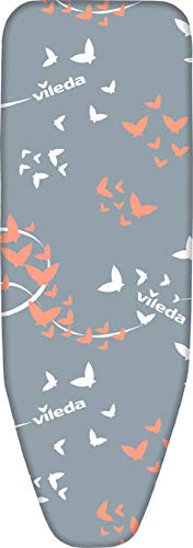 Vileda Premium 2 en 1 - Funda de planchar, tres capas, suave, encaja en cualquier tipo de tabla de entre 110-130 cm de largo y 30-45 cm de ancho, Color Gris y Blanco