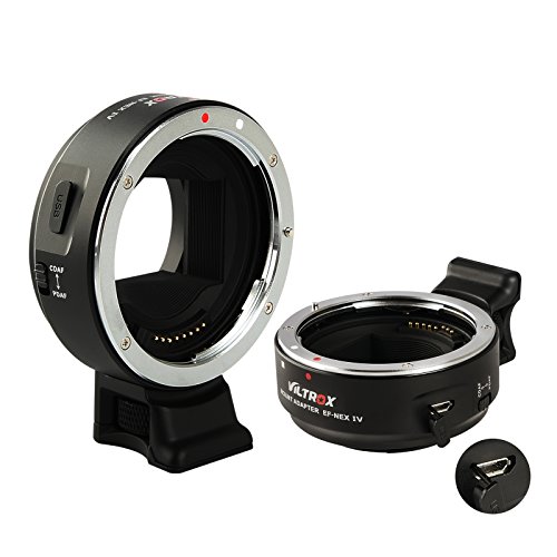 VILTROX EF-NEX IV - Adaptador de Objetivo automático para Canon EF EF-S a Sony E Mount A6300, A6000, A5000, A3000 NEX 7/6/5N/5R/3/A7 II