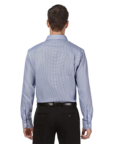 Vincenzo Boretti Camisa de Hombre, Ajustada Entallada (Slim-fit), 100% algodón, Manga-Larga, Cuello Kent, con entredós en Contraste, Estampada - no Necesita Plancha Azul Claro 43-44