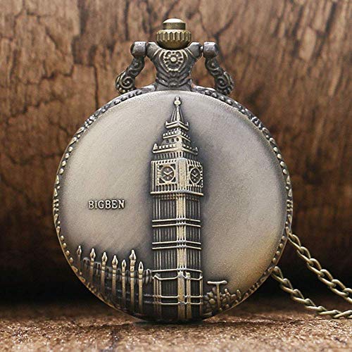 Vintage Bolsillos Cobre Big Ben Retro Londres Relojes de Cuarzo Hora Cadena Ofthechain para Hombres Mujeres Fob Care Gift S