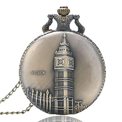 Vintage Bolsillos Cobre Big Ben Retro Londres Relojes de Cuarzo Hora Cadena Ofthechain para Hombres Mujeres Fob Care Gift S