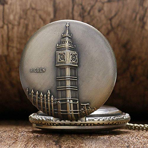 Vintage Bolsillos Cobre Big Ben Retro Londres Relojes de Cuarzo Hora Cadena Ofthechain para Hombres Mujeres Fob Care Gift S