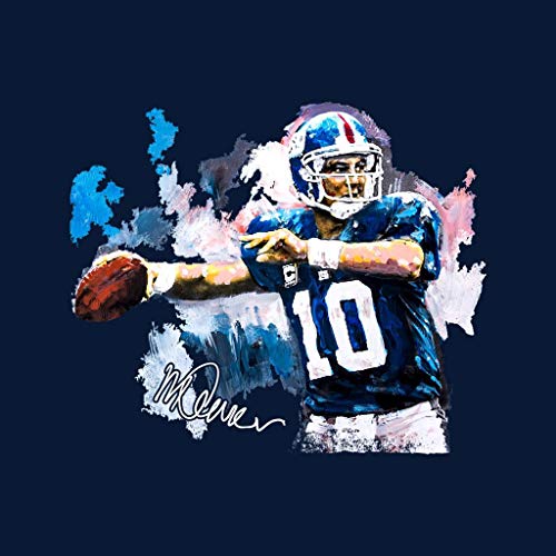 VINTRO Eli Manning Giants - Sudadera con capucha para niños (vertical, original por Sidney Maurer), diseño de Giants Azul Oxford azul marino. XL